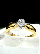 Gold solitaire ring  1/3 carat ladies steel engagement stamped