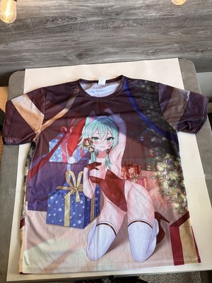 #53 Anime Cat Girl Festive Graphic Shirt. 90% Polyester 10% Spandex 2XL