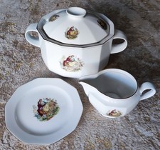 Winterling u. Tirschenreuth Porzellan Sauciere+Teller+Terrine mit Watteau-Szene