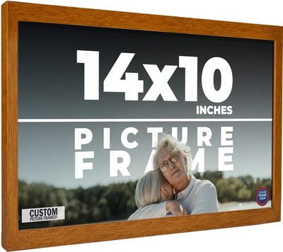 14x10 Honey Brown Real Wood Picture Frame Width 0.75 inches | Interior Frame Dep