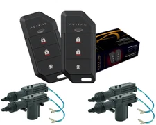 AVITAL 3103LX KEYLESS ENTRY 3 CHANNELS CAR ALARM SYSTEM + 4 Universal Door Locks