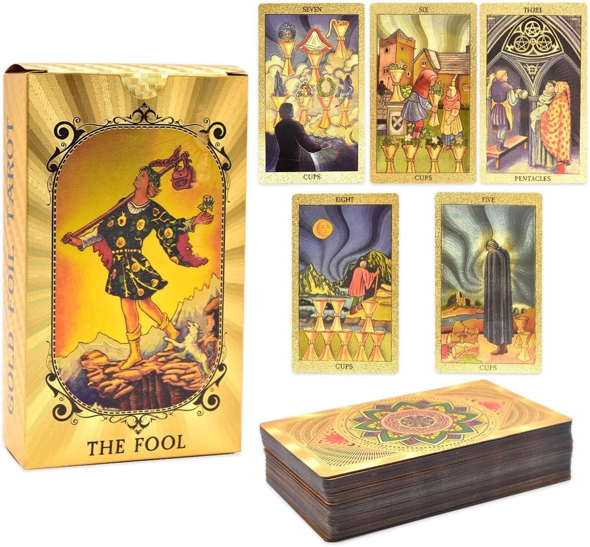 Tarot Rider Waite (Estrellas y Luna, Dorado) _78 CARTAS + LIBRO_NEW SEALED