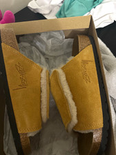 Birkenstock Solana Suede Slide Slippers Sheepskin Lined Brown EU 40 Reg