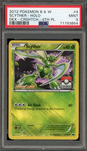 Pokemon Scyther Pokemon League 4th Place Crosshatch Reverse Holo #4 PSA 9 Mint