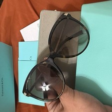 Tiffany  Co. TF4193B Round Sunglasses Black Frame Brown Gradient Lenses 140mm
