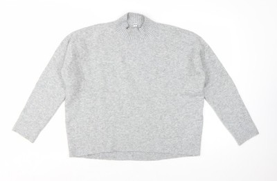 Uniqlo Damen Pullover Pulli grau Wollmischung Stehkragen Größe M
