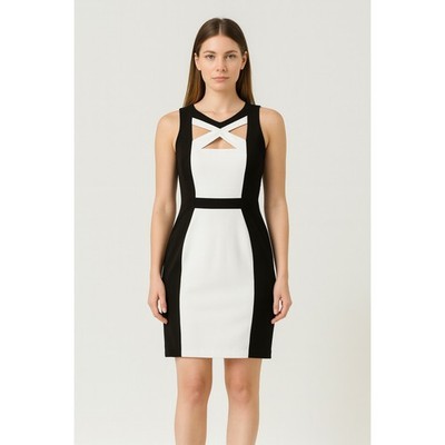 Connected Apparel Women s Colorblock Sheath Cocktail Dress - Size 12 Petite NWT