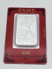 VERY RARE PAMP 2020 LUNAR YEAR OF THE RAT 1oz SILVER BAR SEALED SIGMA VERIFIED