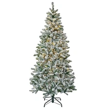 6.5 ft. Pre-Lit Snowy Chatham Slim Tree with Warm White LED Lights, Plug-In
