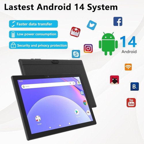 Android 14 Tablet, 10 Inch 8GB RAM 64GB ROM Storage 1TB Expand, Quad-core 1.8Ghz - Picture 2 of 9