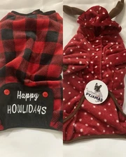 LuvGear Pyjamas Christmas Costume Outfit Dog Reindeer Antlers Buffalo Check NWT