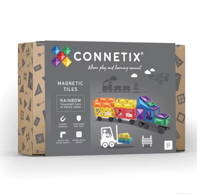 Connetix Rainbow Transport Pack   50 Piece Magnetic Building Set