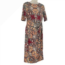 Shelby & Palmer Women's Size 10 Paisley Print Tie Waist Midi Dress