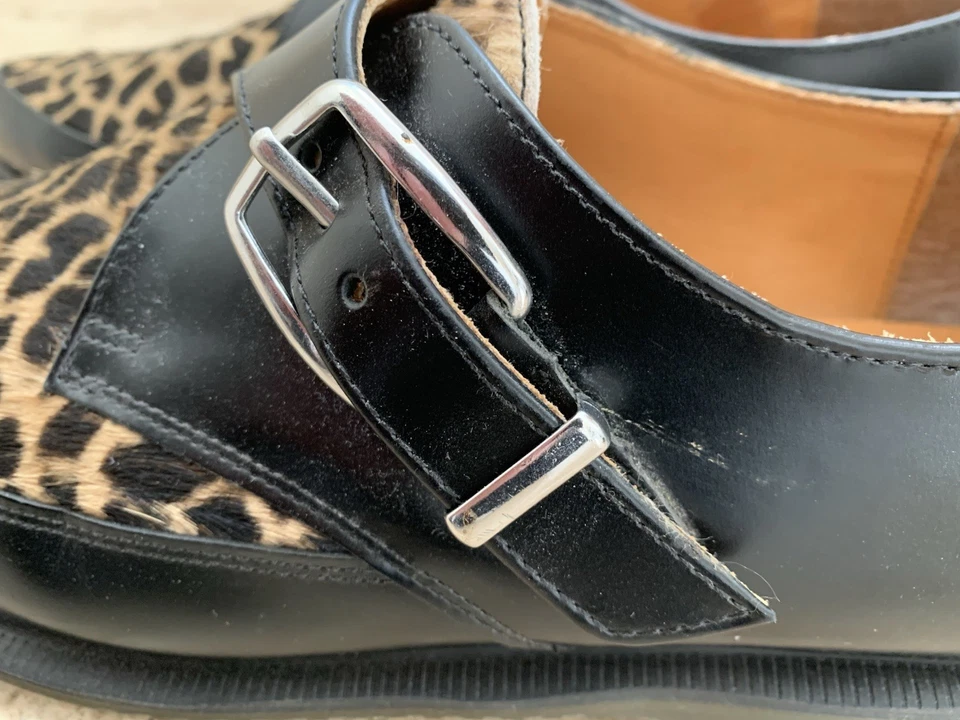 Dr Martens Hawley Monk Strap Pointed Toe Faux Animal Print Creepers, UK 11 - Image 4 of 4