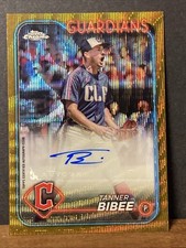 2024 Topps Chrome Update Tanner Bibee Auto Gold Wave Refractor #01/50 Guardians