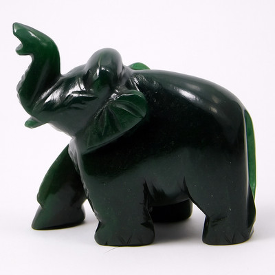 2,75 Zoll natürliche grüne Aventurin Jade Elefant Statue - handgefertigte Ele...