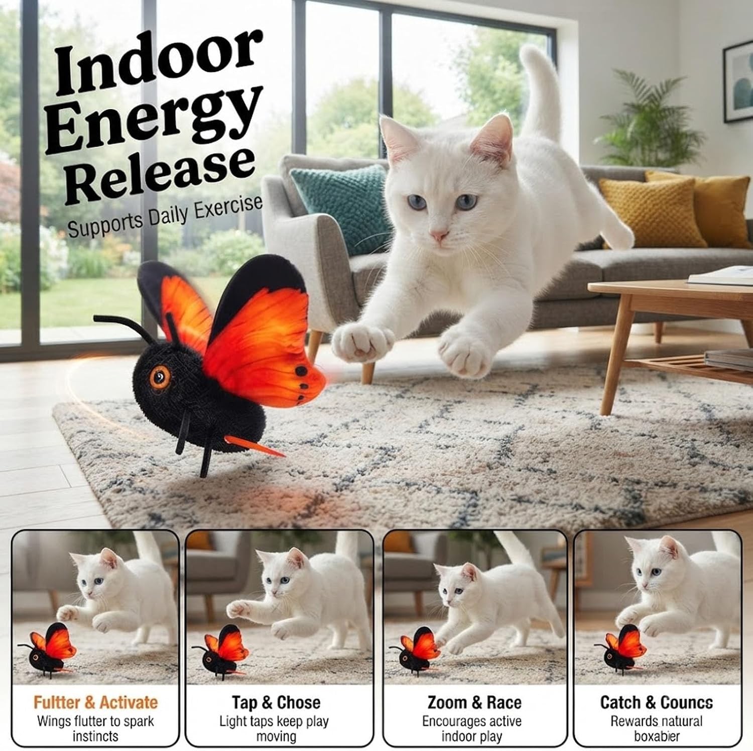 Butterfly-shaped smart sensing cat toy