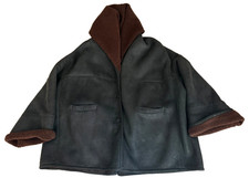 AUTH VNTG 80's Romeo Gigli Dark Leather Oversized Hooded Women's Coat SZ 42/6