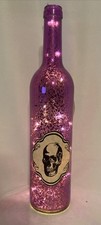 Halloween Skull Bottle Purple Glitter LED String Lights Spooky Decor Tested