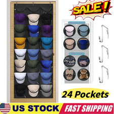 Organizer Baseball Holder Deep Storage Pockets Door Wall Caps Stand 24 Hat Rack