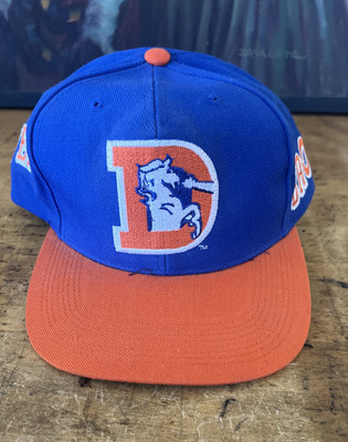Vintage 90s Denver Broncos Snapback Hat Laser Shadow Print Pro Line Orange Blue