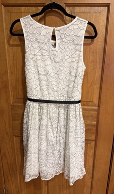 Justice girls White Lace Dress with Black Ribbon Belt Sz 20 NWT | eBay