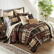 LJ PLAID RUSTIC COUNTRY PRIMITIVE LODGE RUSTIC PATCHWORK QUILTED COLLECTION