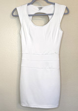 Guess Womens Petite Small White Bodycon Mini Dress Keyhole Back Sleeveless