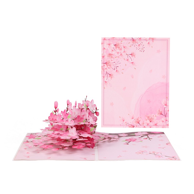 A Blooming Wish in Cherry Pink 3D Pop Up Greeting Card - Birthday Mother's Day