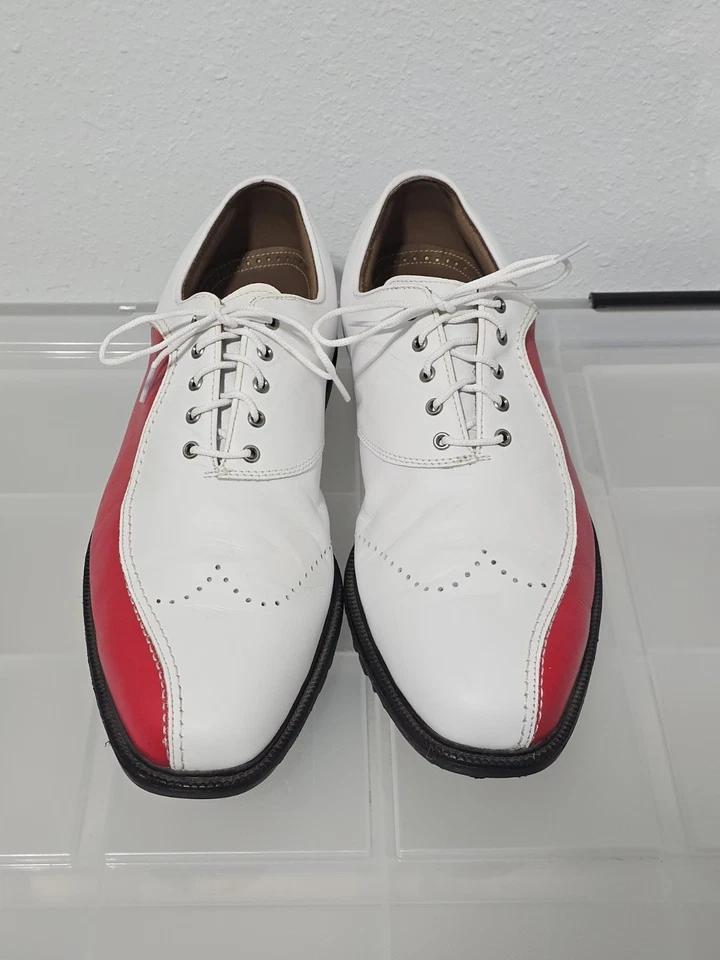 Footjoy Icon Golf Shoes White Red Stripe Men Size 13 - Image 3 of 4