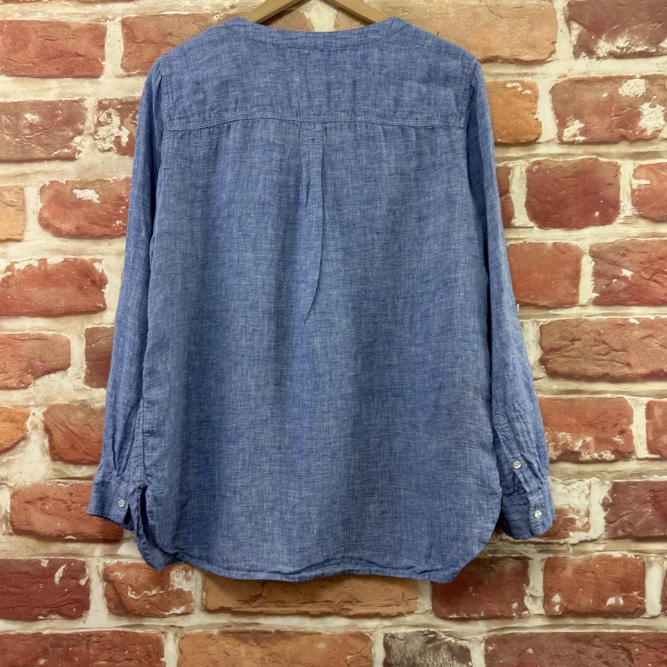 Camiseta túnica informal Henley Popover 100 % lino azul grande de Talbots para mujer Foto 4 de 4