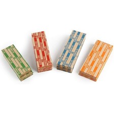 500 Assorted Flat Coin Roll Wrappers, 125 of Each for Quarters, Dimes, Nickel...