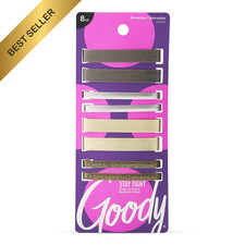 Goody Stay Tight Hair Barrettes 8 Ct Assorted Metallic Non Slip Flat Hair Clips