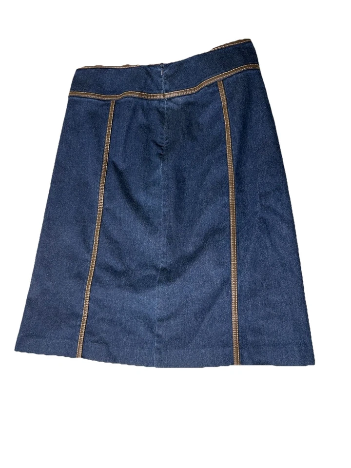 Falda midi de mezclilla Pendleton talla 8 azul recta imitación cuero ribete cintura alta Foto 4 de 4