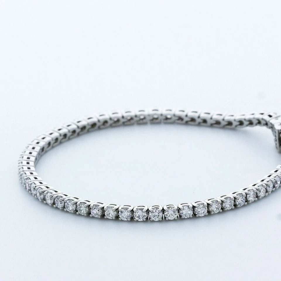 Brazalete tenis canasta oro 14k diamantes naturales redondos 4 1/2ct H VS2 Foto 3 de 4