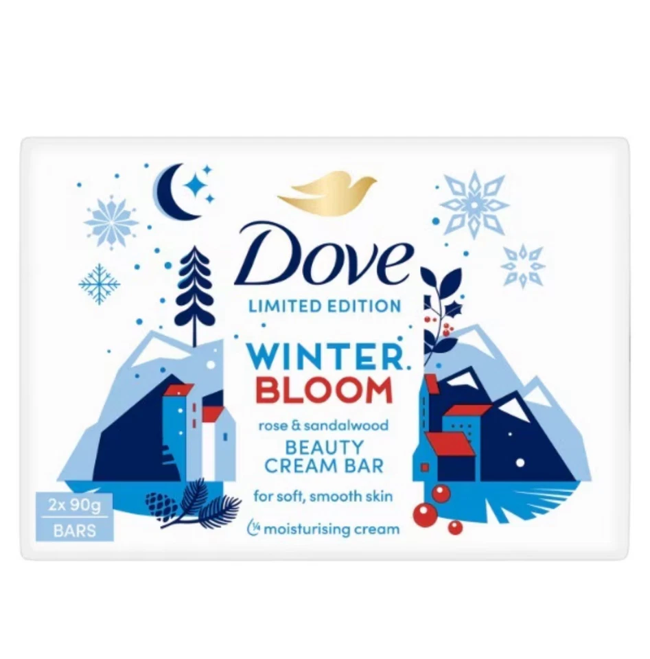 6 X 90g Dove Limited Edition Winter Bloom Beauty Cream Bar Rose & Sandalwood