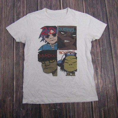Gorillaz Band Shirt Mens Small White 2D Russel Murdoc Noodle Cartoon Tee