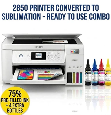 Epson EcoTank ET-2850–Listo para impresión por sublimación + tinta extra incluida *LEER* Foto 1 de 4