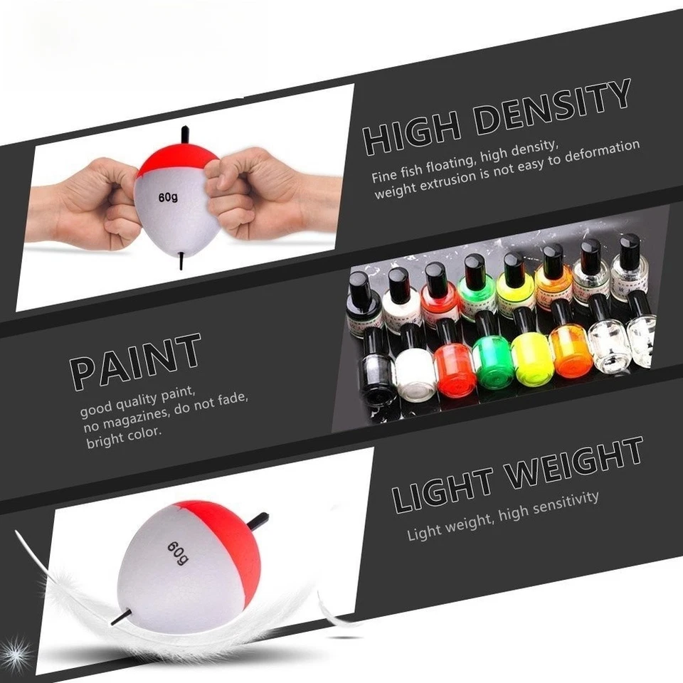 Lot de 10 bouées bouées de pêche en mousse EVA rouge blanc pour eau douce et - Photo 2/4
