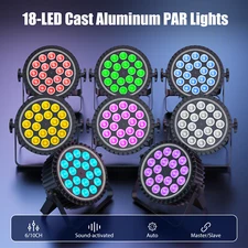 UKING 18 LED RGBW High-Brightness PAR Stage Light DJ DMX512 Wash Disco Lighting
