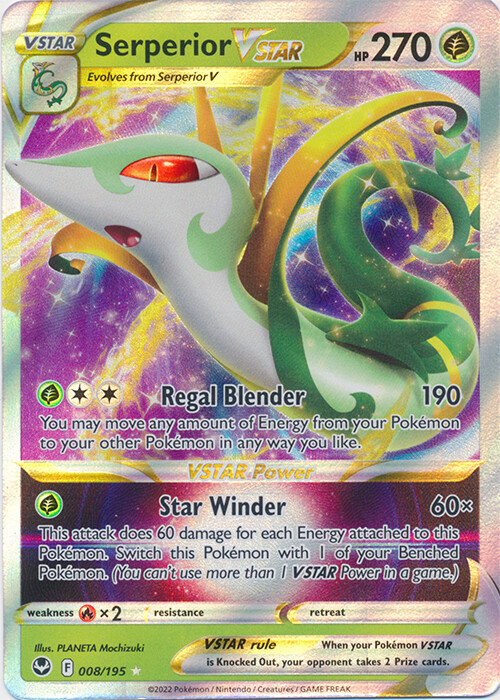 Serperior VSTAR - 008/195 Ultra Rare Silver Tempest NM Pokemon TCG