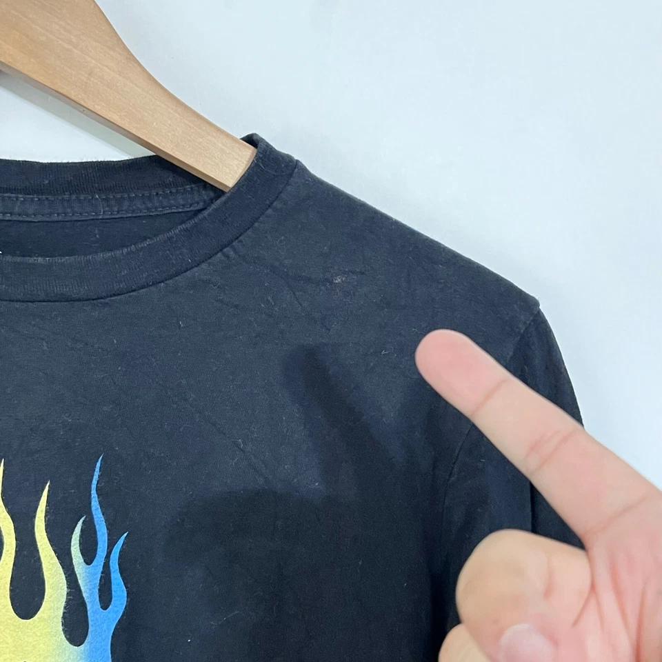 Camiseta Rvca Niños Talla M Negra Manga Larga Llamas Niños Calce Estampado Gráfico Camiseta Foto 2 de 4