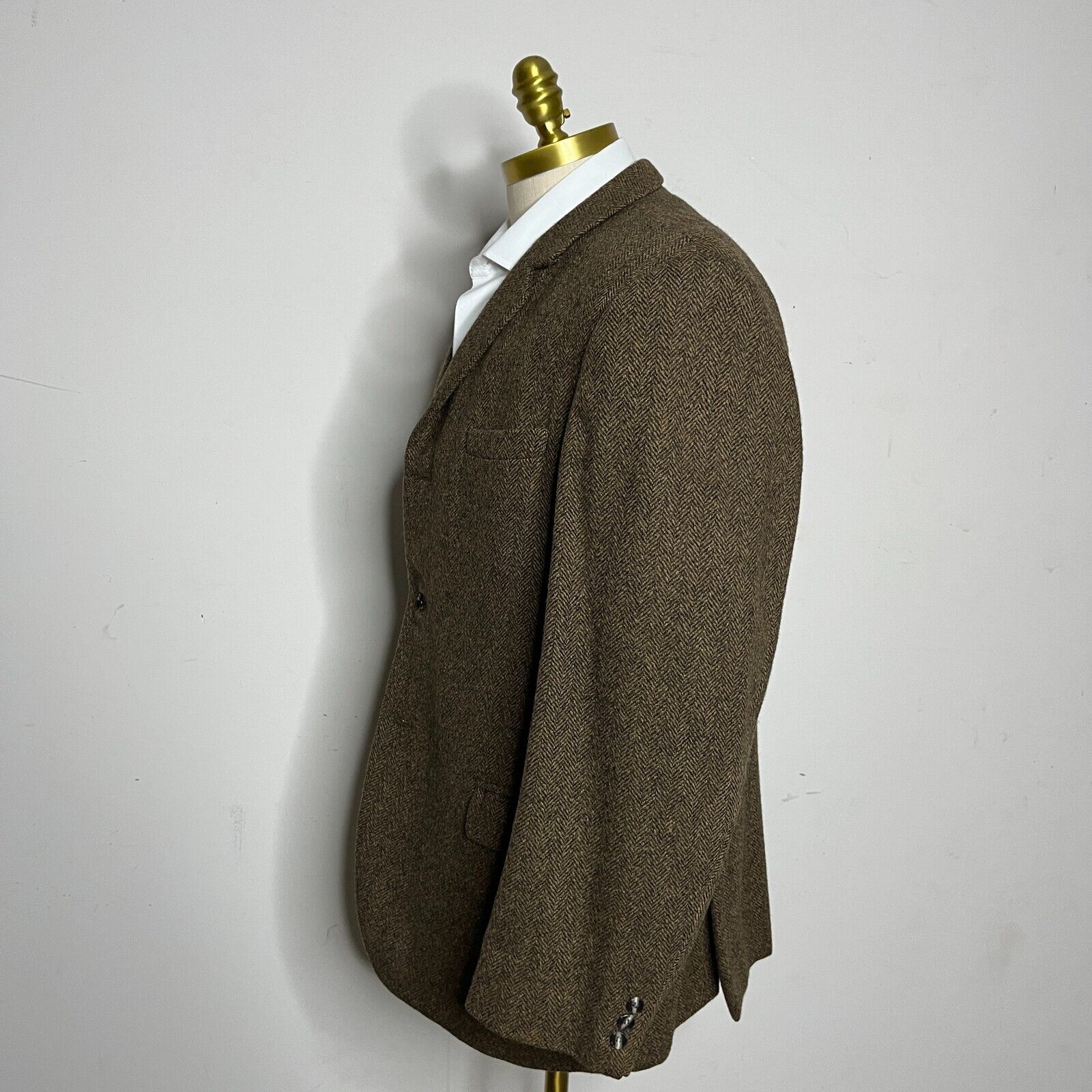 Custom Tailored Tweed Sport Coat Mens Brown Herri… - image 4