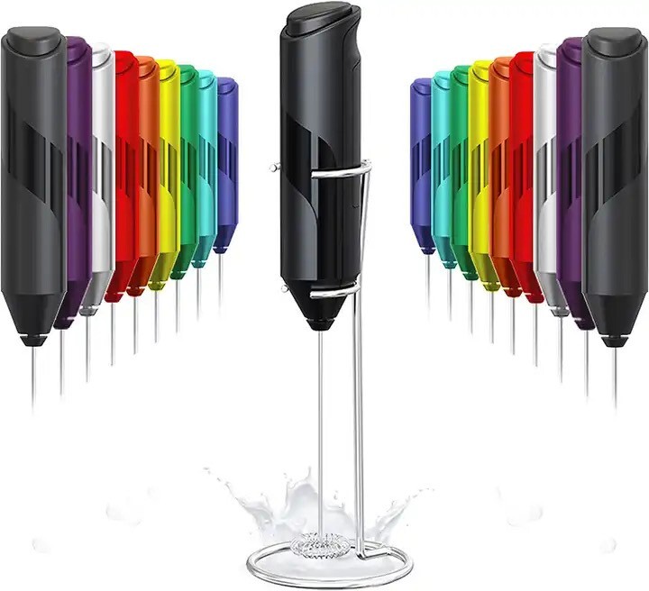 Milk Frother Handheld With Stand, Battery Operated Foam Maker For Cappuccino-image