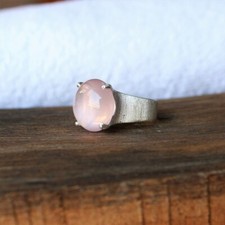 Pink Rose Quartz Gemstone Ring Handmade Ring 925Sterling Silver Lovely Ring Gift