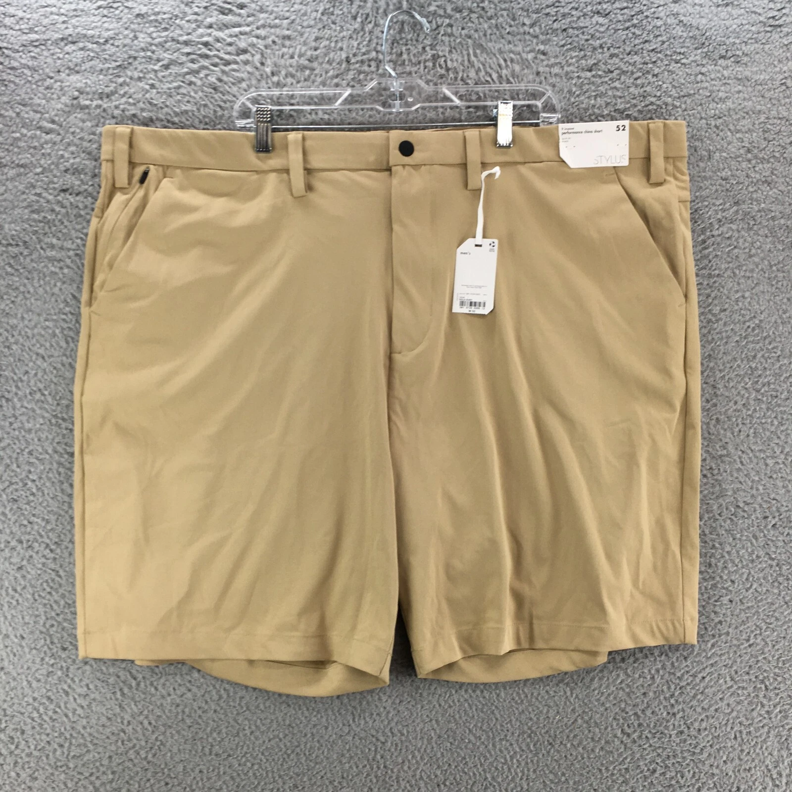 Stylus Chino Shorts Mens 52 Beige Polyester High Rise Flat Front Side Pocket NWT