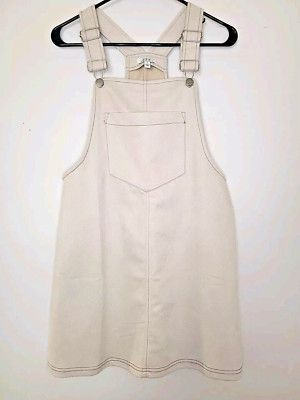 NWT  AUW Overall Dress Creamy Tan Super Soft Faux Suede Size Small Bibs Pockets