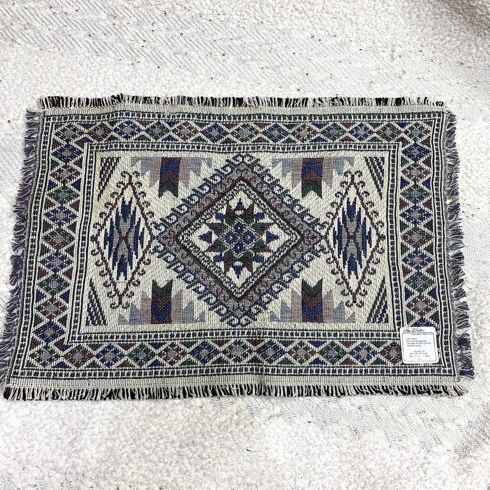 Park B. Smith set of 2 placemats blue & pink boho aztec Southwest EXTRA