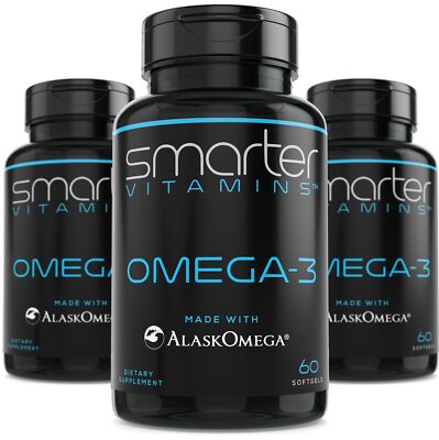 3 Pack Smarter Omega 3 Fish Oil Berry Flavor Burpless Tasteless 2000mg DHA EP...