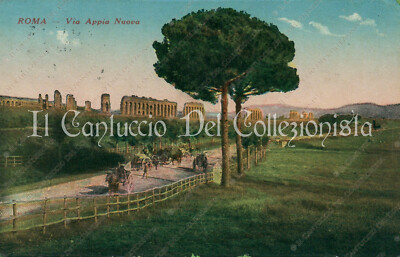 1925 ROME Via Appia New Carriages Postcard